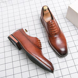 Xajzpa - Men Fashion Oxford Shoes Party Wedding Shoes Classic Business Formal Pointed Leather Shoes Man Boss Social Office Shoes