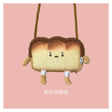 Xajzpa - Creative Bread Toast Plush Shoulder Bag Girls Coin Purse Card Holder Female Casual Cute Cartoon Handbags Storage Crossbody Tote