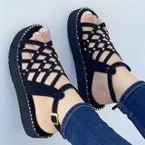 Xajzpa - Sandals Women 2023 Gladiator Flat Heels Sandals Summer Shoes Women Ankle Strap Platform Sandals Casual Summer Chaussure Femme