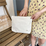Xajzpa - Corduroy Make Up Bag Organizer Clutch Retro Flower Print Cosmetic Bag Wash Women Travel Makeup Pouch Beauty Toilet Storage Cases
