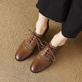 Xajzpa - 2023 new Spring women pumps natural leather Plus size 22-26cm cowhide+knitting+pigskin Vintage elegant thick heels women