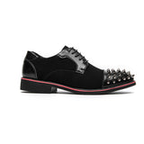 Xajzpa - Men Shoes Punk Rivet Black Lace-up Breathable Casual Fashion Handmade Shoes for Men Dress Shoes