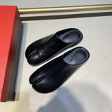 Xajzpa - Novelty Split Toe Shoes Woman Ninja Tabi Slippers Leather Round Toe Slides Comfy Mules Femmes Clog Sandals Pettitoes Flipflops