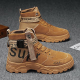 Xajzpa - Winter Men Boots Waterproof Warm Fur Snow Boots Men Outdoor Work Casual Shoes Military Combat Rubber Ankle Fashion letter boots