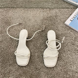 Xajzpa - 2023 Summer New Narrow Band Women Sandal Shoes Fashion Thick Heel Ladies Elegant Open Toe Sandalias Ankle Strap Dress Pumps