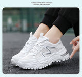 Xajzpa - Women Chunky Sneakers White Vulcanize Shoes Plus Size 35-43 Female Platform Running Sneakers Ladies Black Casual Shoes