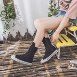 Xajzpa - Women Vulcanized Shoes Canvas White Black Sneakers Classic Autumn Ladies Shoes Casual Punk Style Female Flats 43