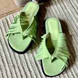Xajzpa - summer Muller Slippers Women Pig Suede Fringe Modern Slippers Tassel Square Head Lazy Shoes Leisure Slides Flip Flops Sandal