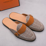 Xajzpa - Men's Sandals Mesh Dress Shoes Gingham Business Fashion Men's Slippers Size 38-44 Free Shipping Men Shoes