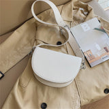 Xajzpa - Retro Solid Color Saddle Bag High Quality Leather Shoulder Bags for Women 2023 New Simple Ladies Crossbody Bag Designer Handbags