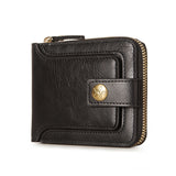 Xajzpa - Mini Men Short Wallet Buckle Coin Purses Pouch Pocket Credit/ID Card Holder Zipper Bifold Retro PU Leather Male Money Bag Purse