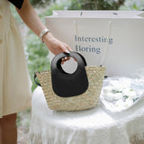 Xajzpa - Straw Summer Beach Bag Women Vintage Handmade Woven Shoulder Bag Shell Fashion Tote Vacation Casual Bucket Bag