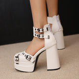 Xajzpa - New Luxury Buckle Women Pumps Ankle Strappy Zip High Heels Platform Fashion Sexy Summer Shoes Sandals Design