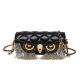 Xajzpa - High Quality Women's Bag Fashion Owl Purses and Handbags Chain One Shoulder Messenger Bag Luxury Designer Tassel Bags for Women