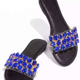 Xajzpa - Shining Gem New Slippers, Summer Women's Sandals Colored Gemstones Beaded, Flat Non-slip Durable Beach Slippers