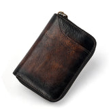 Xajzpa - Real Cowhide Short Wallet Men Photo Credit Card Holder Clutch Zipper Mini Bag High Quality Genuine Leather Bifold Coin Purse