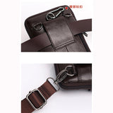 Xajzpa - Genuine Leather Men Mini Cross body Shoulder Fanny Bags Casual Hook Cell Mobile Phone Case Messenger Belt Bag Purse Waist Pack