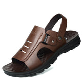 Xajzpa - Men's New Slippers Summer Leather Sandals Non-slip Wear-resistant Beach Shoes Leather Sandals Casual Sandals and Slippers