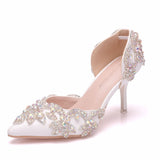 Xajzpa - Woman's High Heels Female Single Sandals Gold Elegant 7cm Pointed Toe Stiletto Bride Wedding Shoes