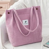 Xajzpa - Women Corduroy Shoulder Shopping Bags Reusable Casual Outdoor Party Tote New Female Bag Handbags with Button Eco Organizer