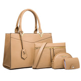 Xajzpa Luxury Women Bags Set PU Leather Solid Color Classic Ladies Handbag Shoulder Bag Purses and Card Pack 4 Pcs Set