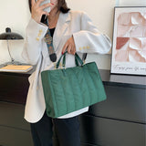 Xajzpa - Casual Quilted Padded Tote Bag Designer Women Handbags nylon Down Cotton Shoulder Crossbody Bags Retro Big Shopper Purses
