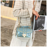 Xajzpa - New Chains Rivet Women Handbags Small White Black Pink Yellow Blue Pvc Hasp Handbags Summer Soft Shoulder Bags Cross Body