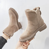Xajzpa - Ankle Snow Boots Women 2023 Winter Warm Fashion Designer Platform Boots Gladiator Non-slip Plush Flats Shoes Fur Boots Plus Size