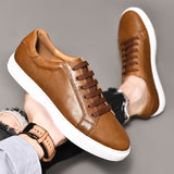 Xajzpa - Men Shoes Genuine Leather Casual Shoes Fashion Sneakers British style Cow Leather Men Shoes New Men Sneakers