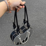 Xajzpa - Original Design Diablo Y2K Heart Chain New Silver Mirror Niche Shoulder Bag Underarm Bag Fashion Women Bag Side Bag for Ladies