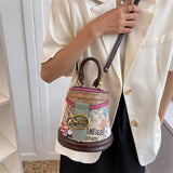 Xajzpa - Brand Graffiti Horseshoe Bags for Women High Quality Leather Shoulder Bag Luxury Purses and Handbags Designer Crossbody Bag