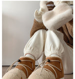 Xajzpa - New Winter Warm Snow Boots 2023 Fur Design Women Short Boots Non-slip Light Comfortable Men Home Slippers High Top Bread Shoes