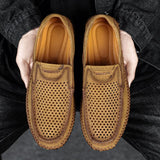 Xajzpa - Summer Loafers Genuine Leather Men's Casual Shoes Hollow Designer Flats Leisure Business Loafer Formal Men Shoes