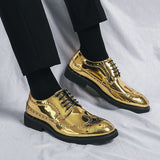 Xajzpa - New In Gold Brogue Shoes for Men Wedding Lace-up Spring Autumn Size 38-46 Handmade Men Shoes Men Dress Shoes