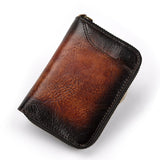 Xajzpa - Real Cowhide Short Wallet Men Photo Credit Card Holder Clutch Zipper Mini Bag High Quality Genuine Leather Bifold Coin Purse