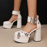 Xajzpa - New Luxury Buckle Women Pumps Ankle Strappy Zip High Heels Platform Fashion Sexy Summer Shoes Sandals Design