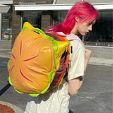 Xajzpa - Cute Retro Hamburger Kawaii Shoulder Bag High Capacity Pu Leather Student Backpack Women Bag School Backpack College Students