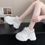 Xajzpa - Women's Pink Chunky Sneakers Breathable Platform Sports Shoes Woman Lace Up Thick Sole Casual Shoes Zapatillas Mujer