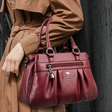 Xajzpa - Luxury Handbags Women Bags Designer 3 Layers Leather Hand Bags Big Capacity Tote Bag for Women Vintage Top-handle Shoulder Bags
