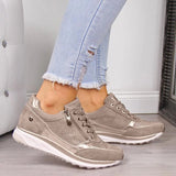 Xajzpa - Women's Shoes Silver Sneakers Zipper Thick Bottom Sneakers Women's Shoes Casual Lace-up Tenis Feminino Zapatos De Mujer