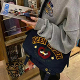 Xajzpa - APPLE LOVE YOU cute japanese cartoon Kawaii Canvas Denim Bag High capacity messenger bag women's bag  handbag storage bag