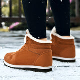Xajzpa - Men Boots Waterproof Winter Boots Men Lightweight Hight Top Leather Shoes Plus 48 No Slip Warm Snow Boots Plush Women Footwear