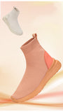 Xajzpa - Casual Net Orange Stretch Fabric Short Boots 2023 Spring Autumn High Top Socks Shoes Women Botas De Mujer Goth Boots