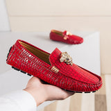 Xajzpa - Brand Casual Shoes High Quality Men's Leather Shoes Snake Pea Shoes Spring Summer Leather Ladies Moccasin Loafers