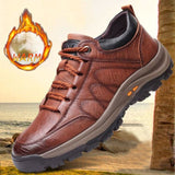 Xajzpa - Winter Shoes for Men Leather Warm Thick Sole Shoes Safety Wear-Resistant Outdoor Sports Mens Casual Shoes Zapatillas Hombre