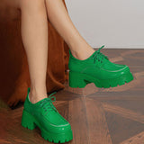 Xajzpa - Women&#39;s Great Quality Summer Chunky Shoes 2023 Plus Size Platform Shoes Trendy Brand Designer Casual Pumps Square Heels Green
