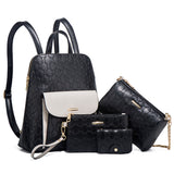 Xajzpa Fashion 4 Pcs Set Bag Women Print Design Hit Color Fashion Ladies Composite Backpacks Shoulder Bag Stuend