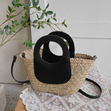 Xajzpa - Straw Summer Beach Bag Women Vintage Handmade Woven Shoulder Bag Shell Fashion Tote Vacation Casual Bucket Bag