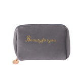 Xajzpa - 1 Pc Women Zipper Velvet Make Up Bag Travel Large Cosmetic Bag for Makeup Solid Color Female Make Up Pouch Necessaries