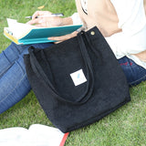 Xajzpa - Women Corduroy Shoulder Shopping Bags Reusable Casual Outdoor Party Tote New Female Bag Handbags with Button Eco Organizer